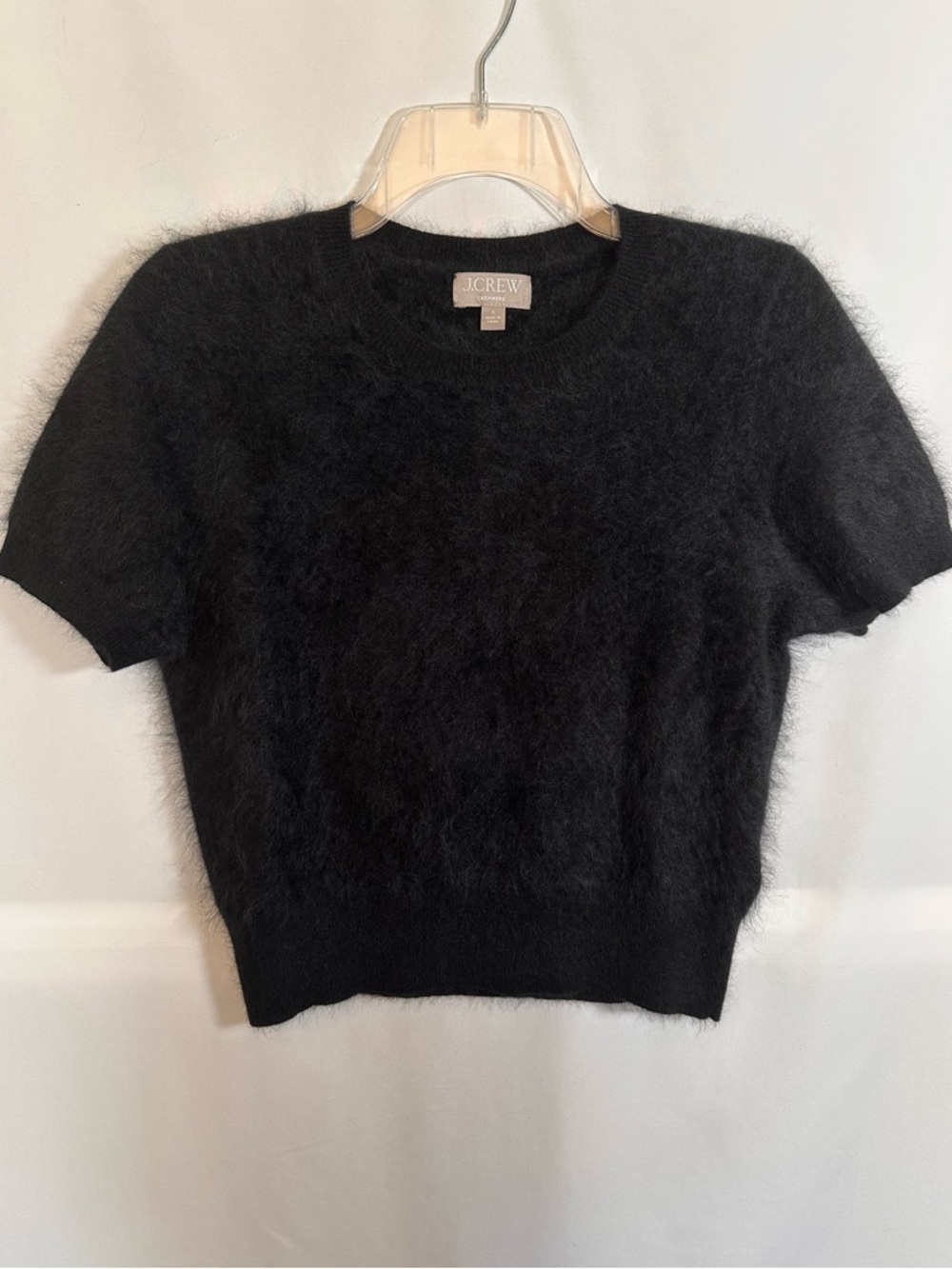 J. Crew 100% Cashmere Brushed Shaggy Short Sleeve Sweater Black Small